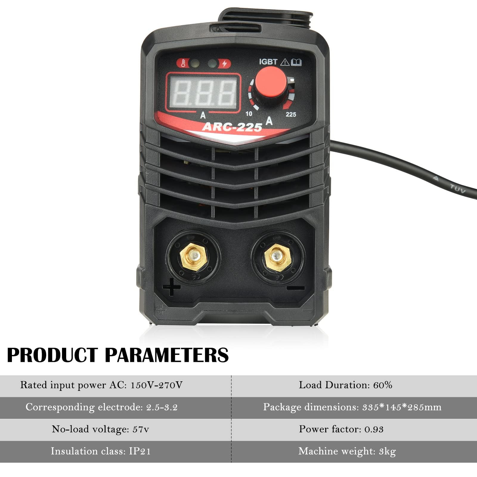 Soldador Inverter 220V 120A IGBT, Maquina de Soldar MMA Portátil con Display LED y Clip de Trabajo 3M – Soldador Profesional para Taller, Bricolaje y Reparaciones en Casa