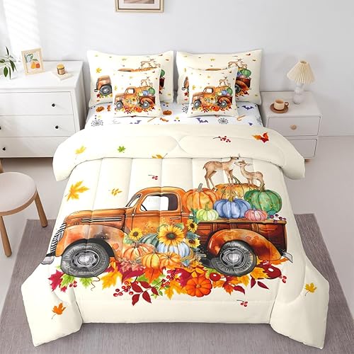 Erosebridal Thanksgiving Pumpkin Bed in a Bag Queen Comforte