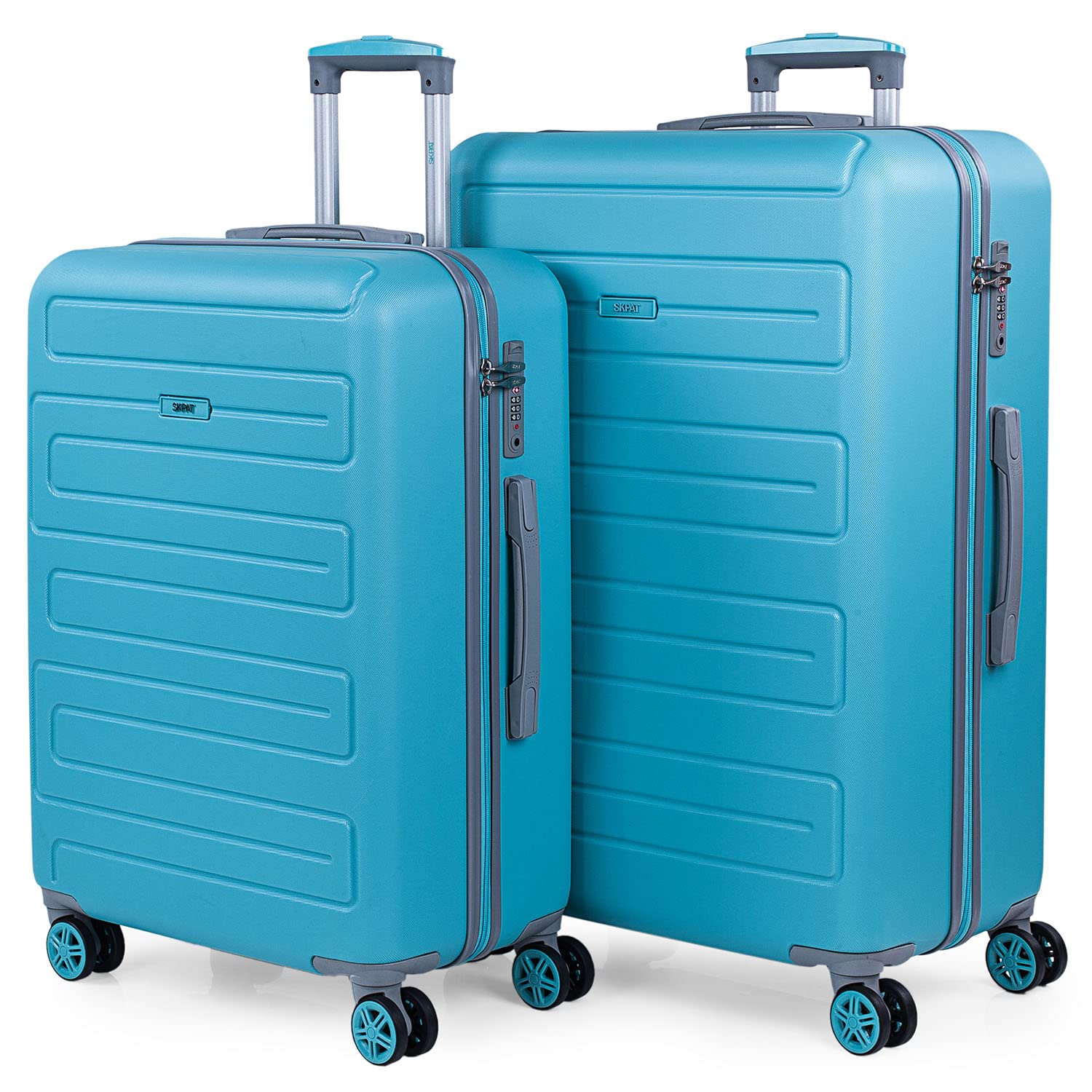 SKPAT - Set of 3 Rigid Travel Suitcases 4 Double Wheels. ABS. TSA Padlock. Resistant and Lightweight Luggage. USB Port at The Cabin one. Small Cabin Approved, Medium and Large. 175000