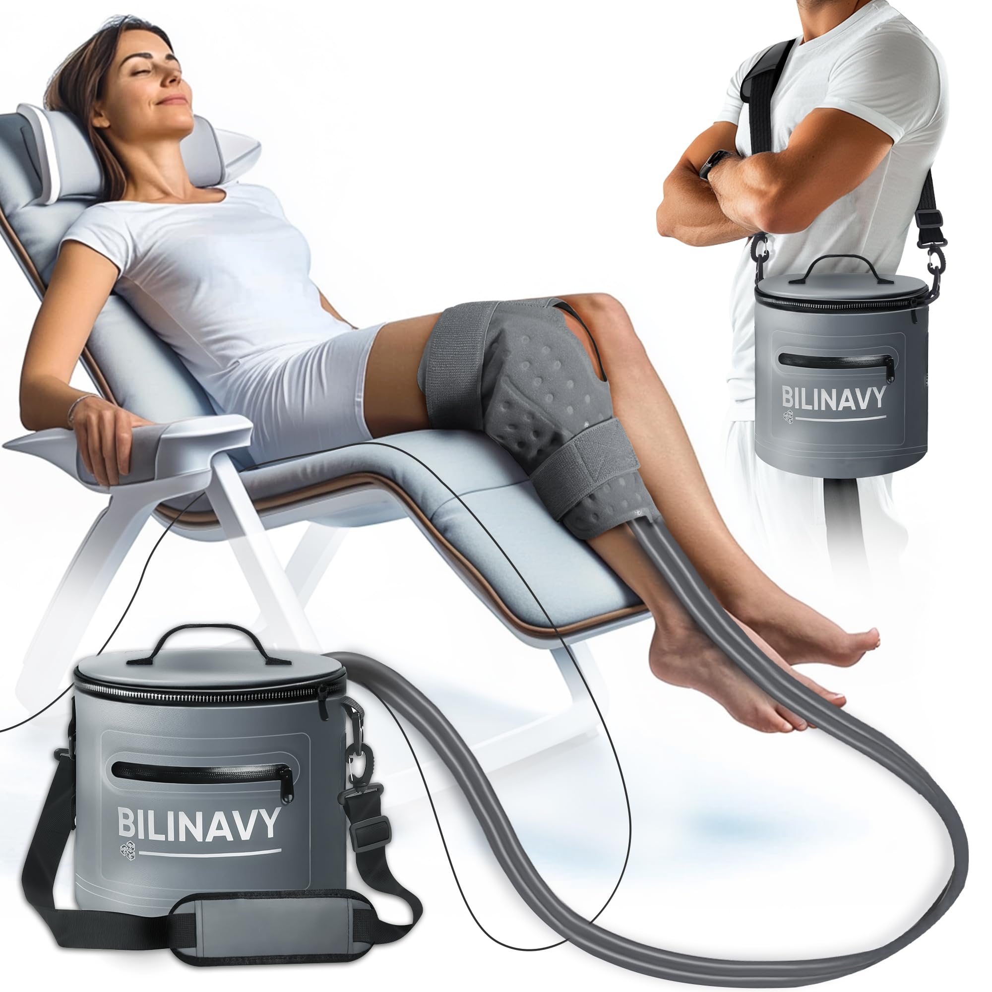 Cold Therapy Machine, Portable Ice Therapy Machine for Knee After Surgery with Programmable Timer & Flow Rate, Quiet Pump, Knee Pad, Cold Therapy Unit