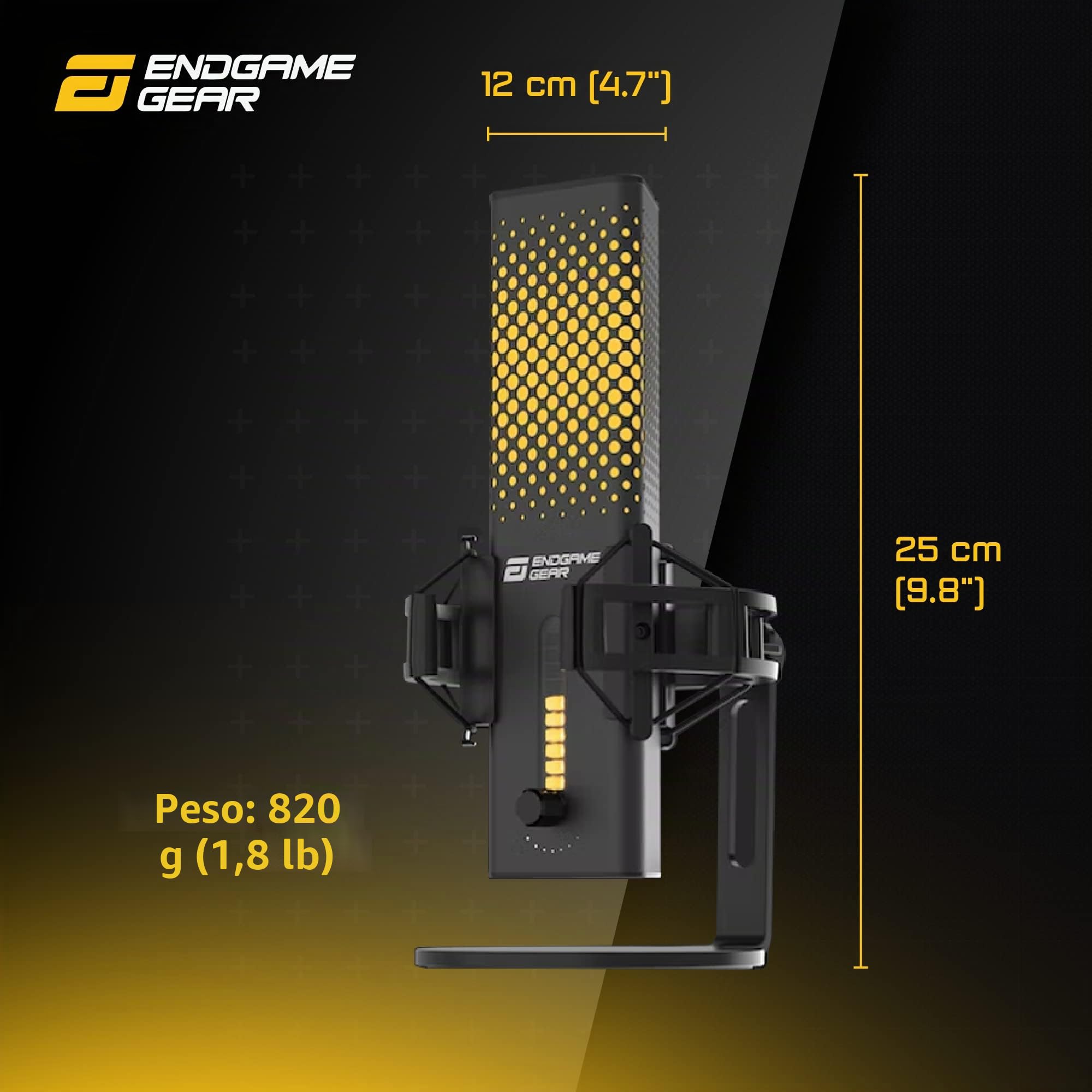 Endgame Gear XSTRM USB Microfono PC 192kHz 24bit Studio Quality Sampling, Microfono Esterno con riduzione del Rumore cardioide (Nero)