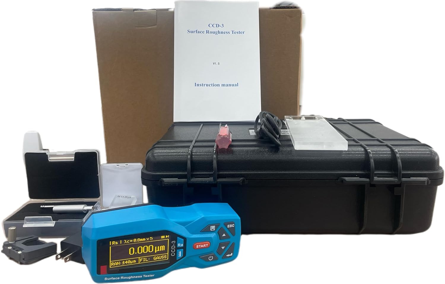 160.00um Surface Roughness Tester Professional Profilometer Measurement Instrument with 20 Parameters Range Ra Rz Real-time Clock Settings Display USB Interface 100 Groups Mass Storage