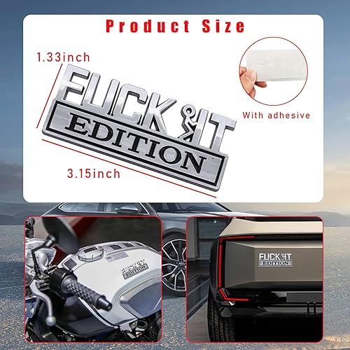 Miniatura 2 de Kewucn Fuck It Edition Emblema para automóvil, vehículo 3D guardabarros laterales trasero maletero, calcomanías decorativas para parachoques de