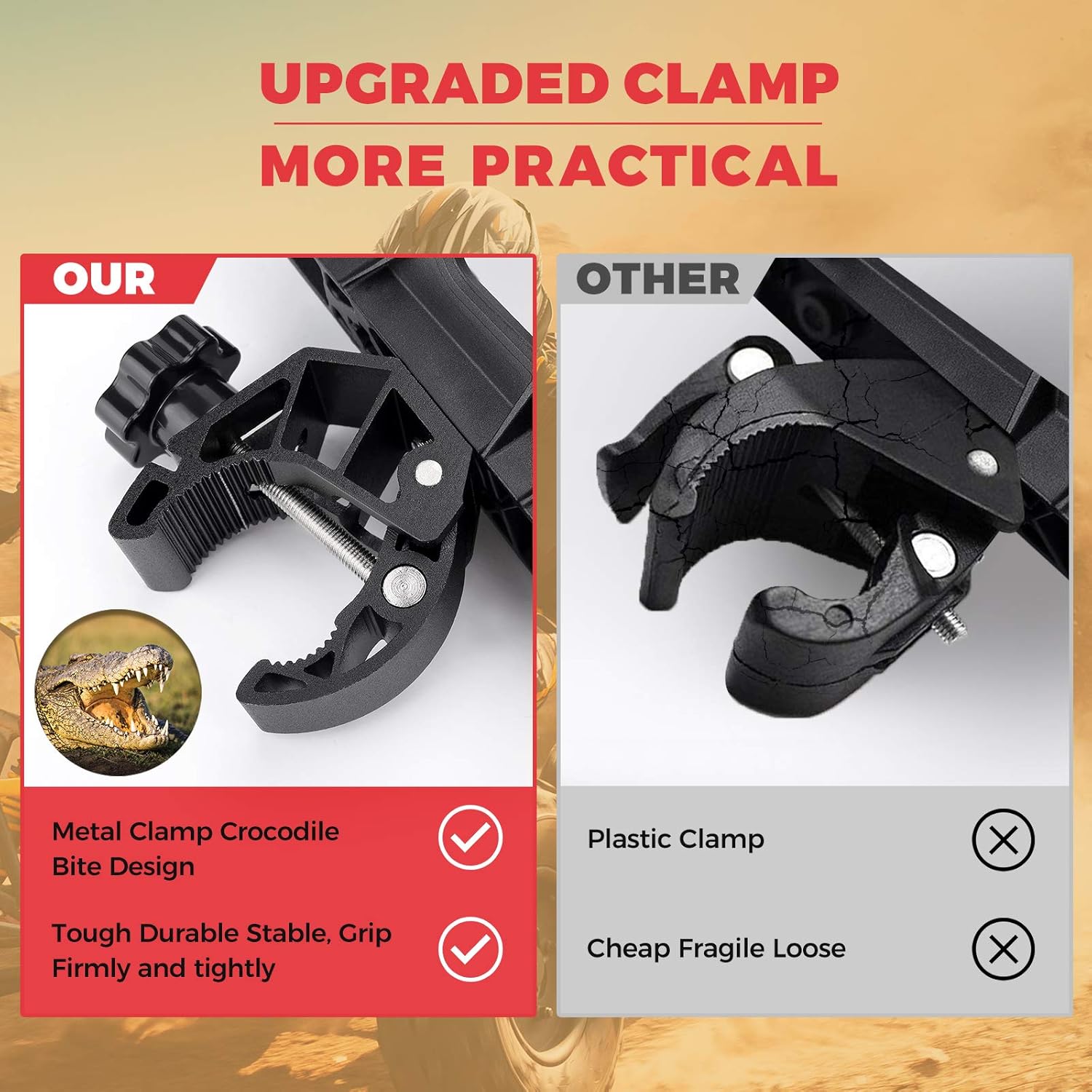 KEMIMOTO ATV Cup Holder, Upgraded Motorcycle Drink Holder Handlebar, Water Bottle Holder Mount with 0.6”-1.56” Metal Clamp for Scooter Bike Boat Stroller Wheelchair Golf Push Cart Tractor