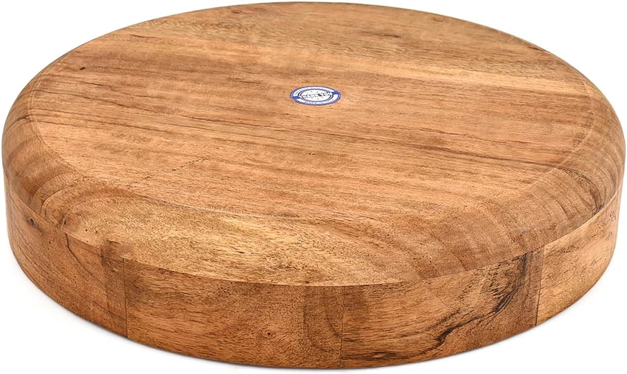 Fruit Bowl Acacia Wood Round Handcrafted Fruit Bowl for Kitchen Storage and Rustic Home Accents Kitchen, or Gift Use (12" x 12" x 2.5")