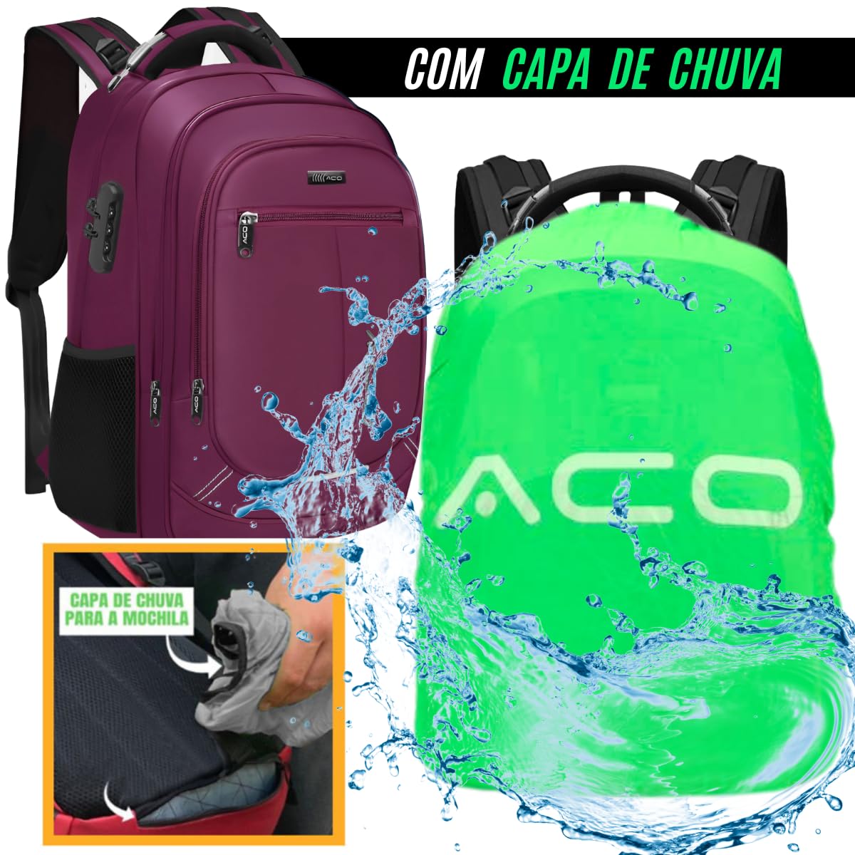 Mochila Masculina Feminina Notebook Com Capa de Chuva Bolso Antifurto Para Escola Faculdade Dia a Dia Reforçada Resistente a Agua Saída usb/Fone e Marcador de Bagagem em promoção! Veja a oferta e mais achadinhos de Bolsas 2 Hoje é o melhor dia para comprar Mochila Masculina Feminina Notebook Com Capa de Chuva Bolso Antifurto Para Escola Faculdade Dia a Dia Reforçada Resistente a Agua Saída usb/Fone e Marcador de Bagagem com aquele preço maroto! Promoção! Aproveite a oferta! 2