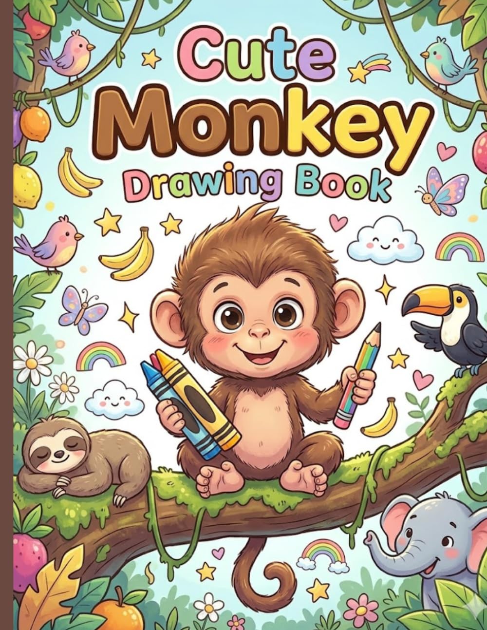 Cute Monkey Drawing Book for Kids Ages 4 - 8