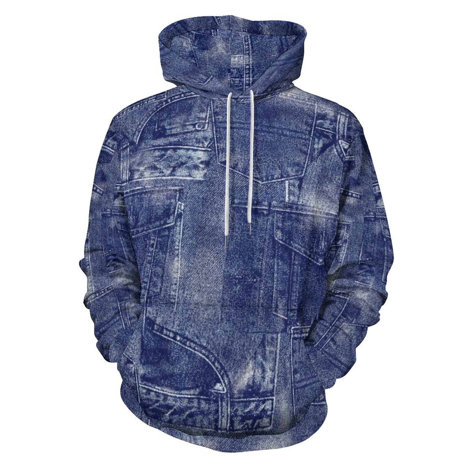 Amazon.co.jp: メンズ パーカー デニム柄 スウェットパーカー フード