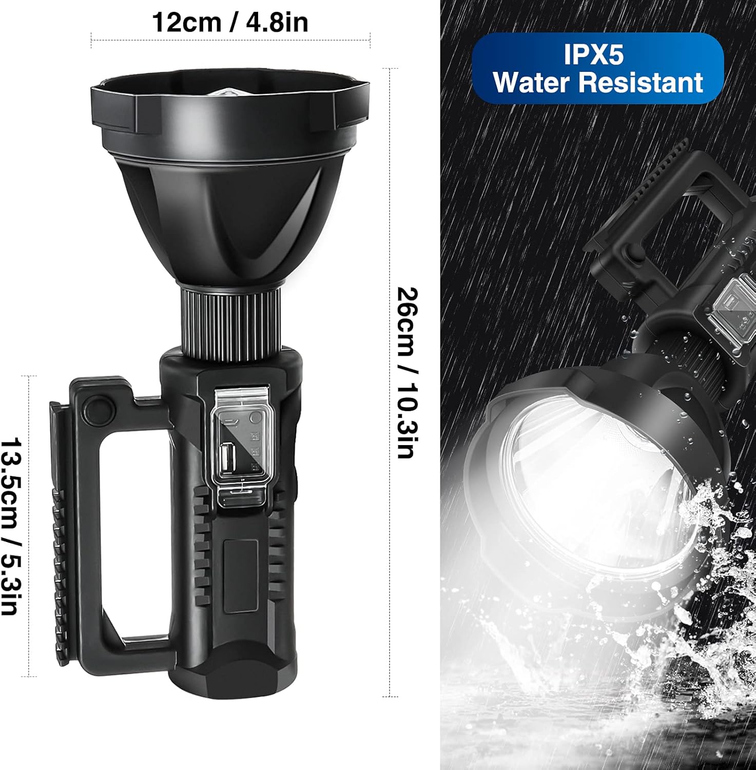 Chanarily Rechargeable Flashlight Searchlight Waterproof Photo