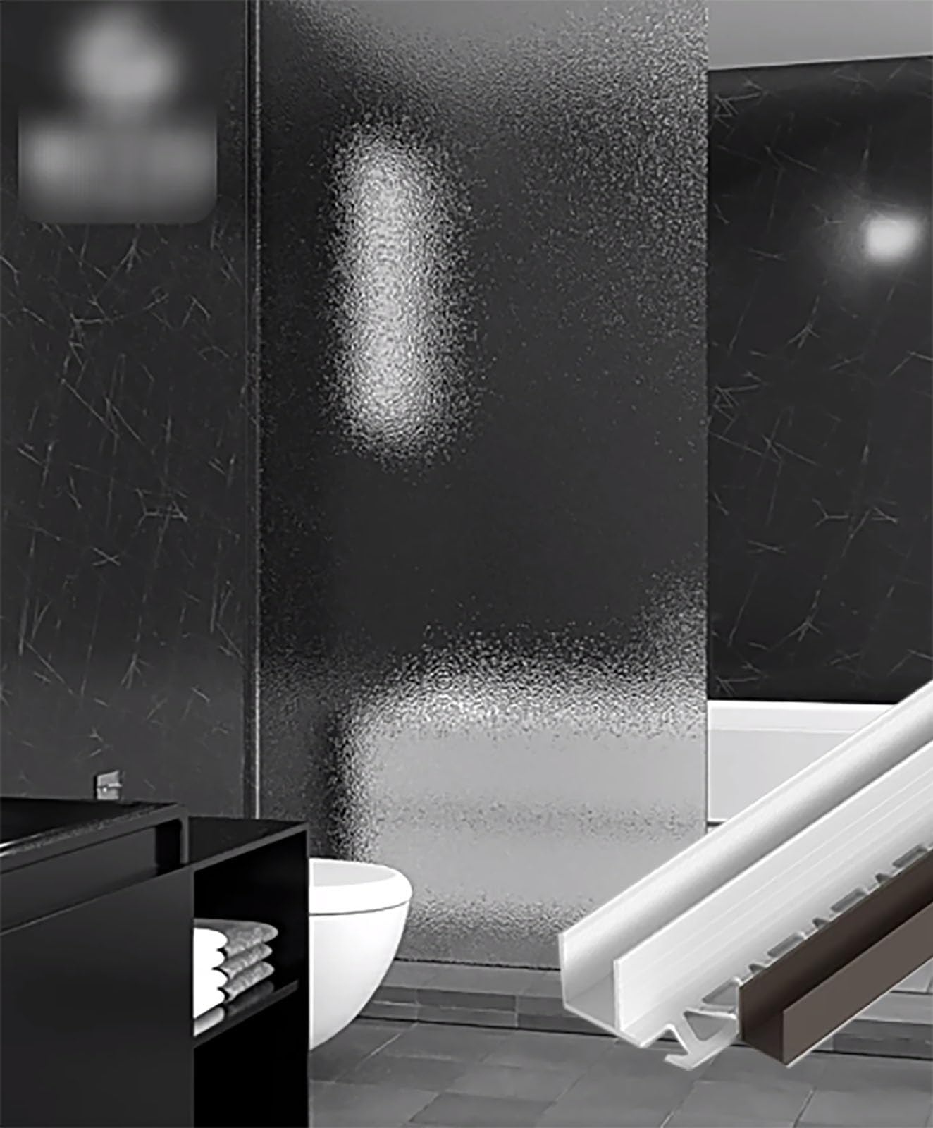 HDYZJQ Bathroom Partition Glass Fixed Deep Channel, Walk in Frameless Shower Glass Panel Retainer Groove, Waterproof Balcony Glass Railing Edge Trim(Fits 5/16" Glass,6ft/182.9cm)