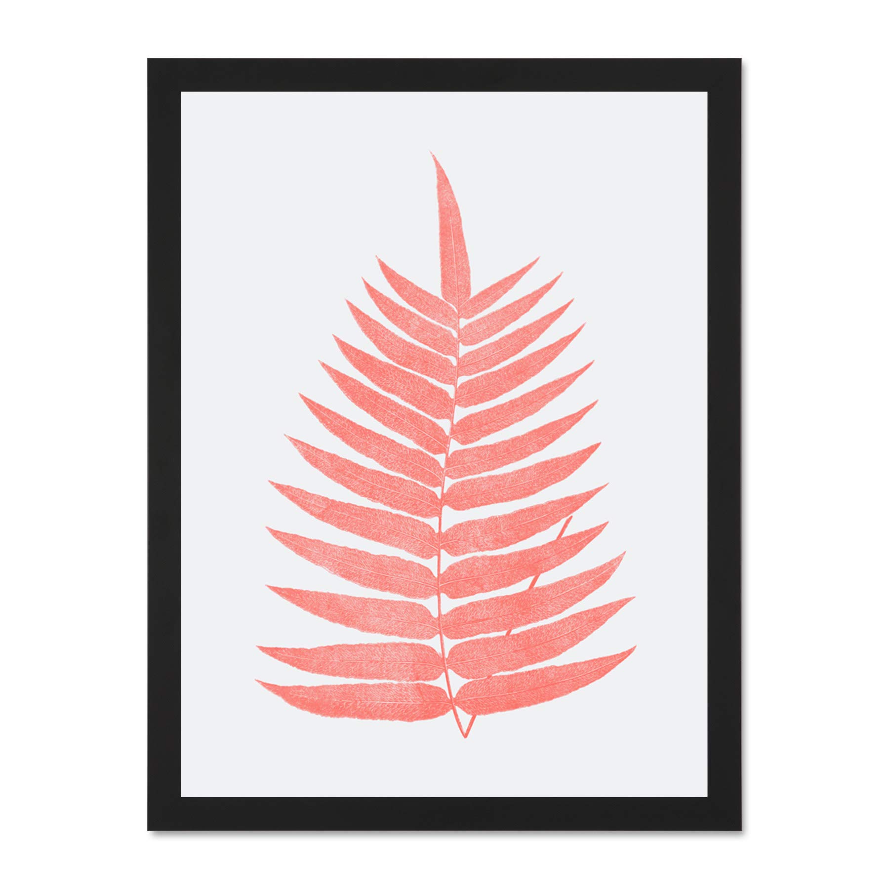 Wee Blue Coo Living Coral Fern Large Black Framed Art Print Wall Poster 18x24 inch