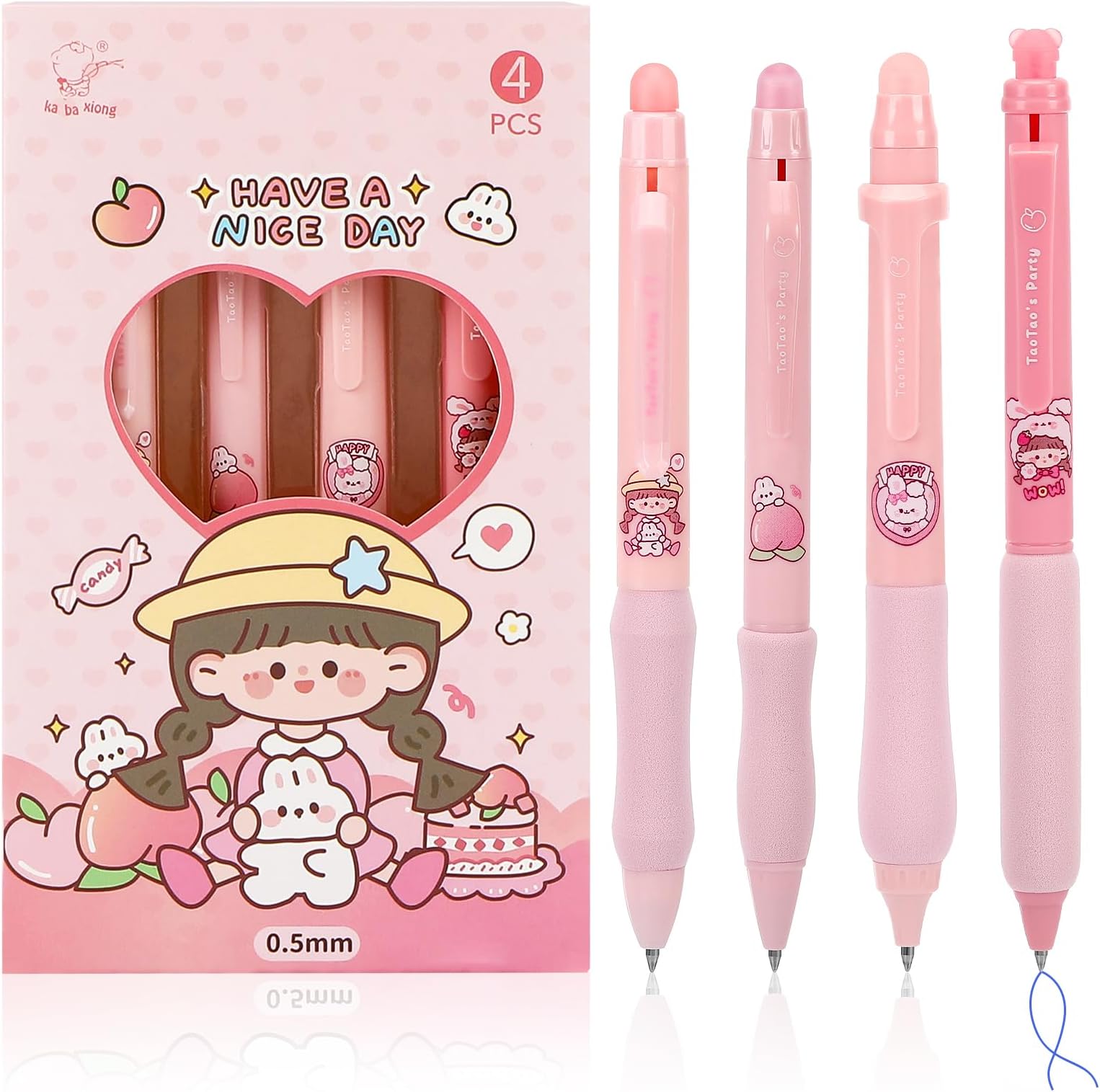 12 Radierbare Kugelschreiber 0,5mm - Tiermotive Blau/rot