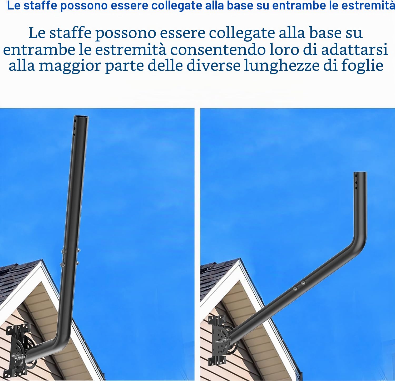 Palo universale per antenne di televisione, satellite, radio, WiFi - Supporto regolabile per palo e montaggio murale (Nero - 82 cm)