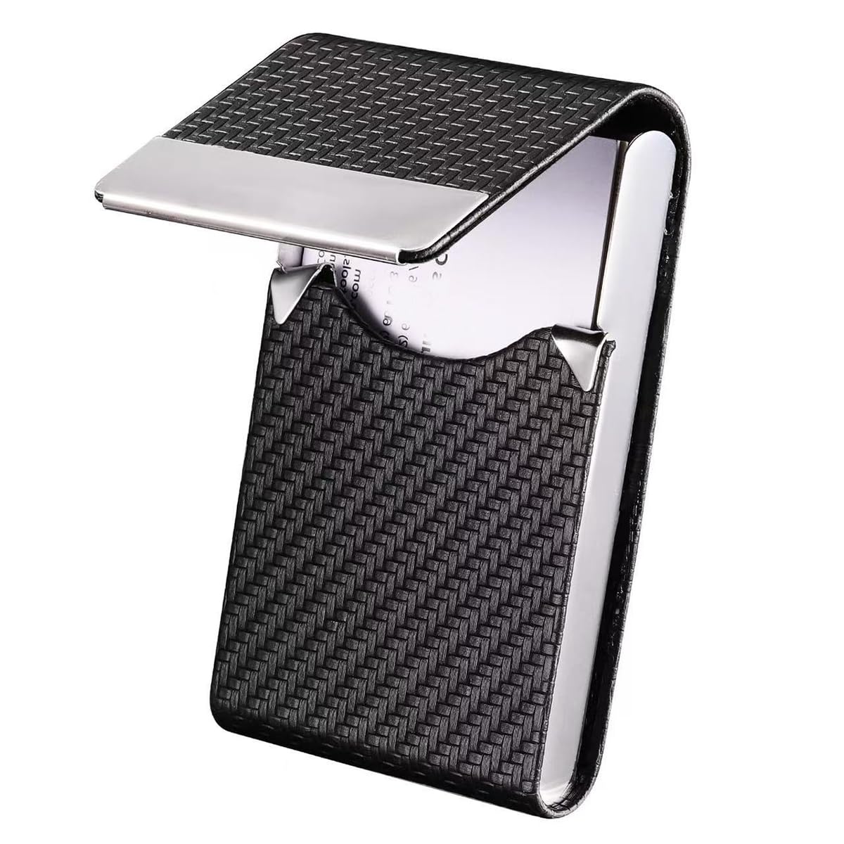 Business Card Holder PU Leather Credit Card Holder Magnetic Buckle Stainless Steel ID Case Name Card Case for Men/Women for Travel and Work