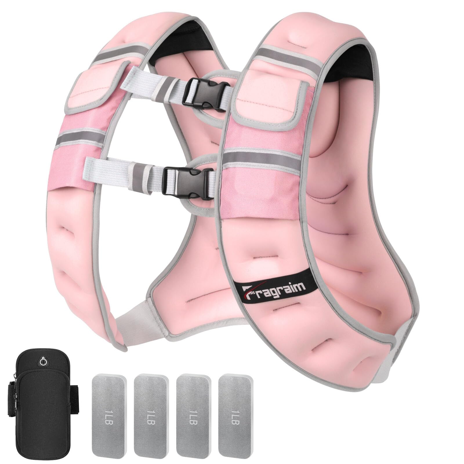 Fragraim Adjustable Weighted Vest for Women Men 8-12lb 14-18lb 20-24lb 26-30lb Weight Vest with 4 Removable Iron Weights