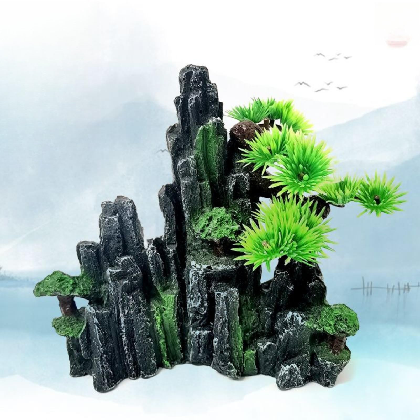 Decorazione per acquario, rocciosa, 16 cm, decorazione per acquario, in resina, rocciosa, ornamento artigianale