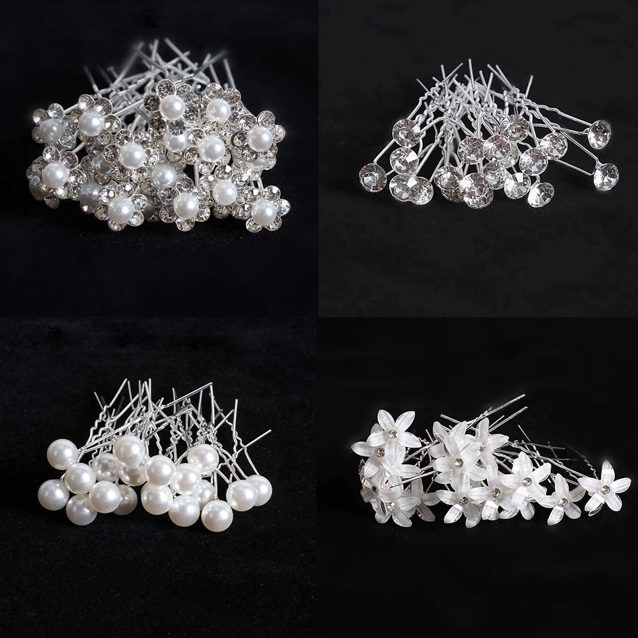 50 Piezas Horquillas Pelo Mujer, VEGCOO Horquillas para Novia, Pinzas para el Pelo en Forma de U, Accesorios para el cabello para Boda, Fiesta (A)