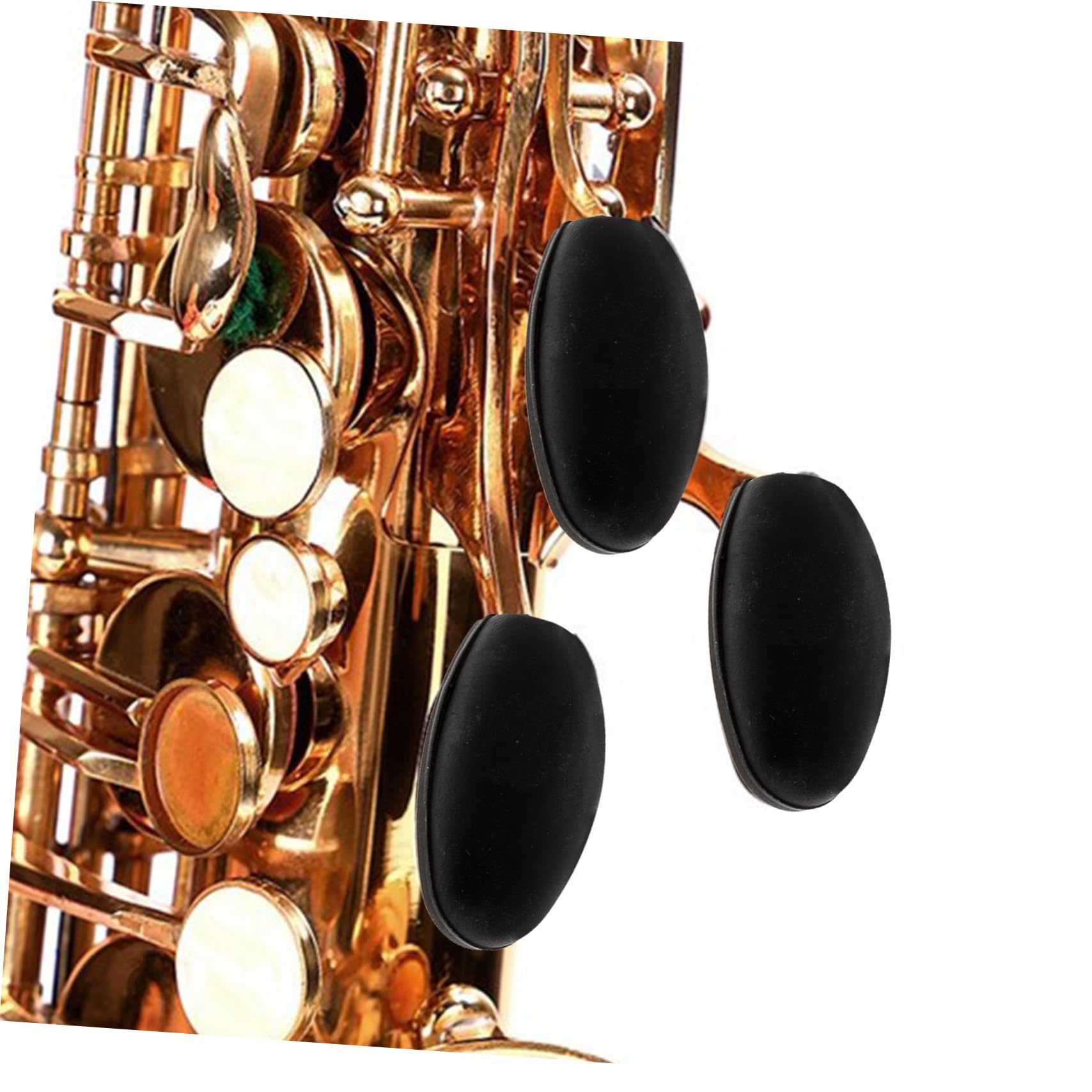 HANABASS Couvercle de Clé Latérale de Saxophone, Coussin de Paume Noir en Caoutchouc, Lot de 3 Pièces, Remplacement Facile pour Accessoire de Protection