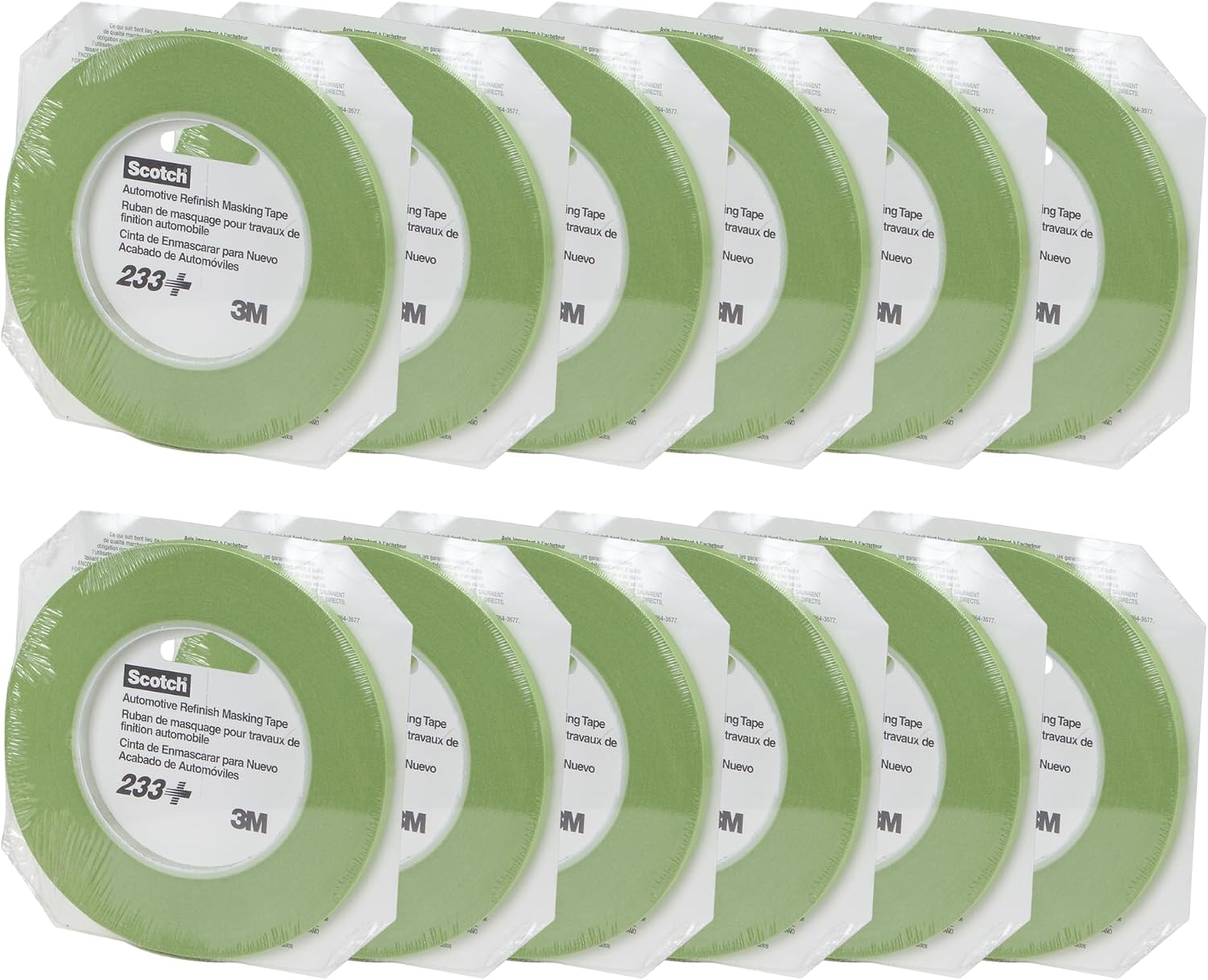 Scotch Performance Masking Tape 233+, 26344, Flexible, Moisture Resistant, Green Color, 6 mm x 55 mm, Automotive Masking Tape