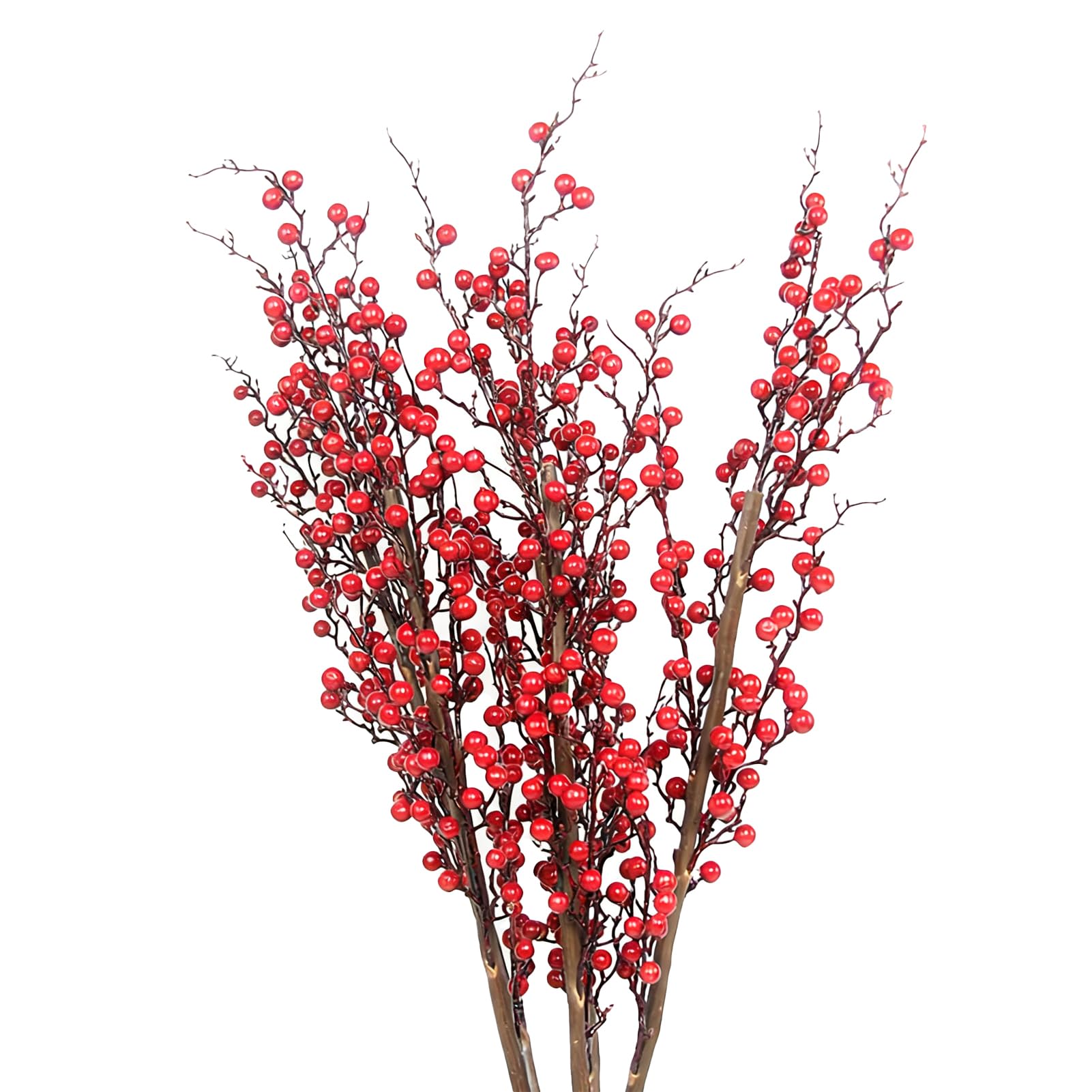 Bacche di Simulazione di Piante Artificiali Vivide Bacche Finte Durevoli Steli di Rosse Fai-da-te per Festival Celebrazioni in Hotel Frutta in Schiuma 2,8 Once (12 forchette di agrifoglio)