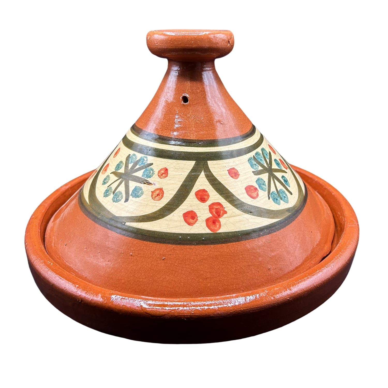 Tajine XL 35 cm in Terracotta Dipinta a Mano – Pentola Tradizionale Marocchina/Tunisina + Ebook Gratuito 3107251013