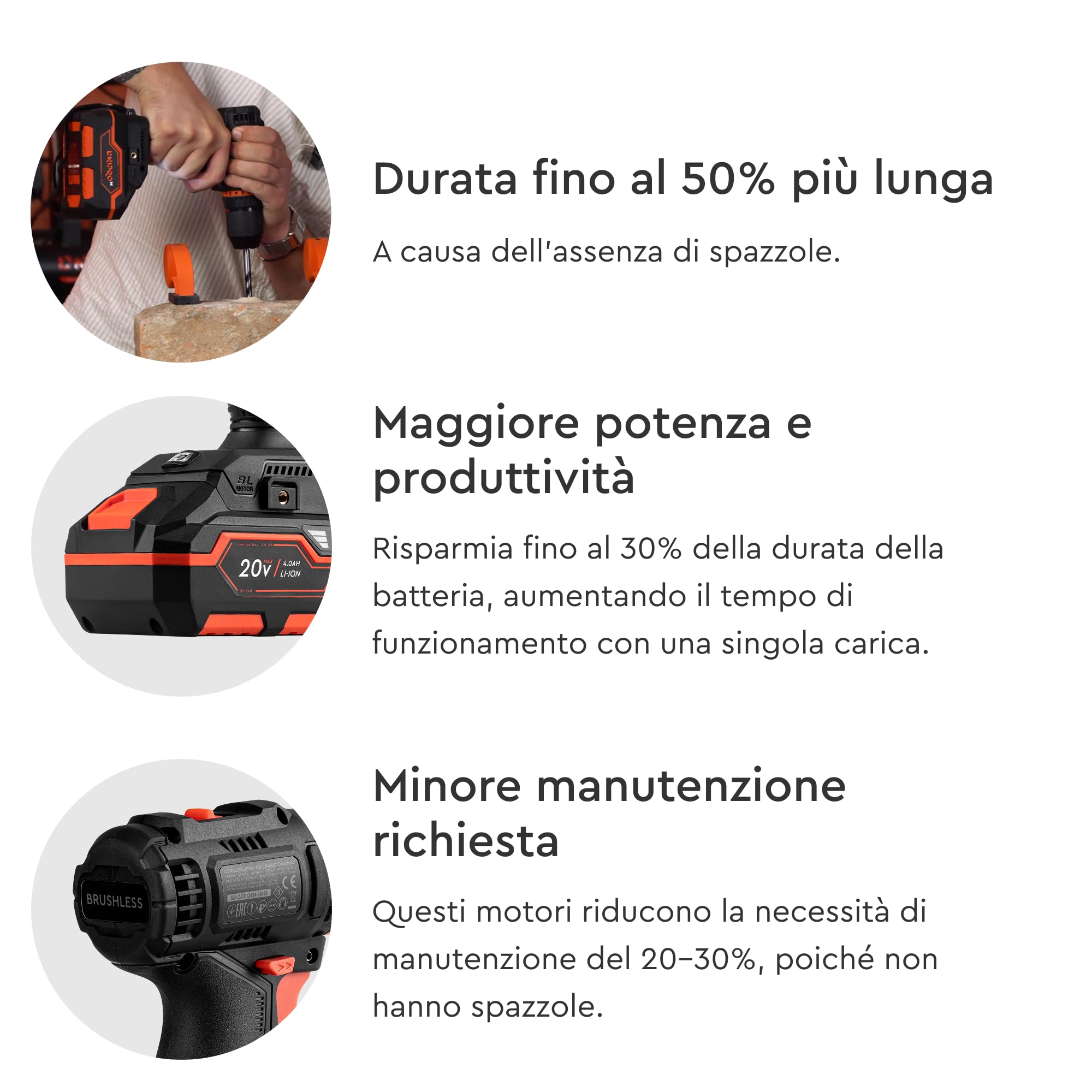 Dnipro-M Trapano Avvitatore Batteria Brushless a Percussione CD-201HBC Compact Professionale, 45 Nm, 2x Batterie Ricaricabile 20V 2Ah Li-Ion, Caricatore Rapido Mandrino 13mm, Set 41 Punte e Valigetta