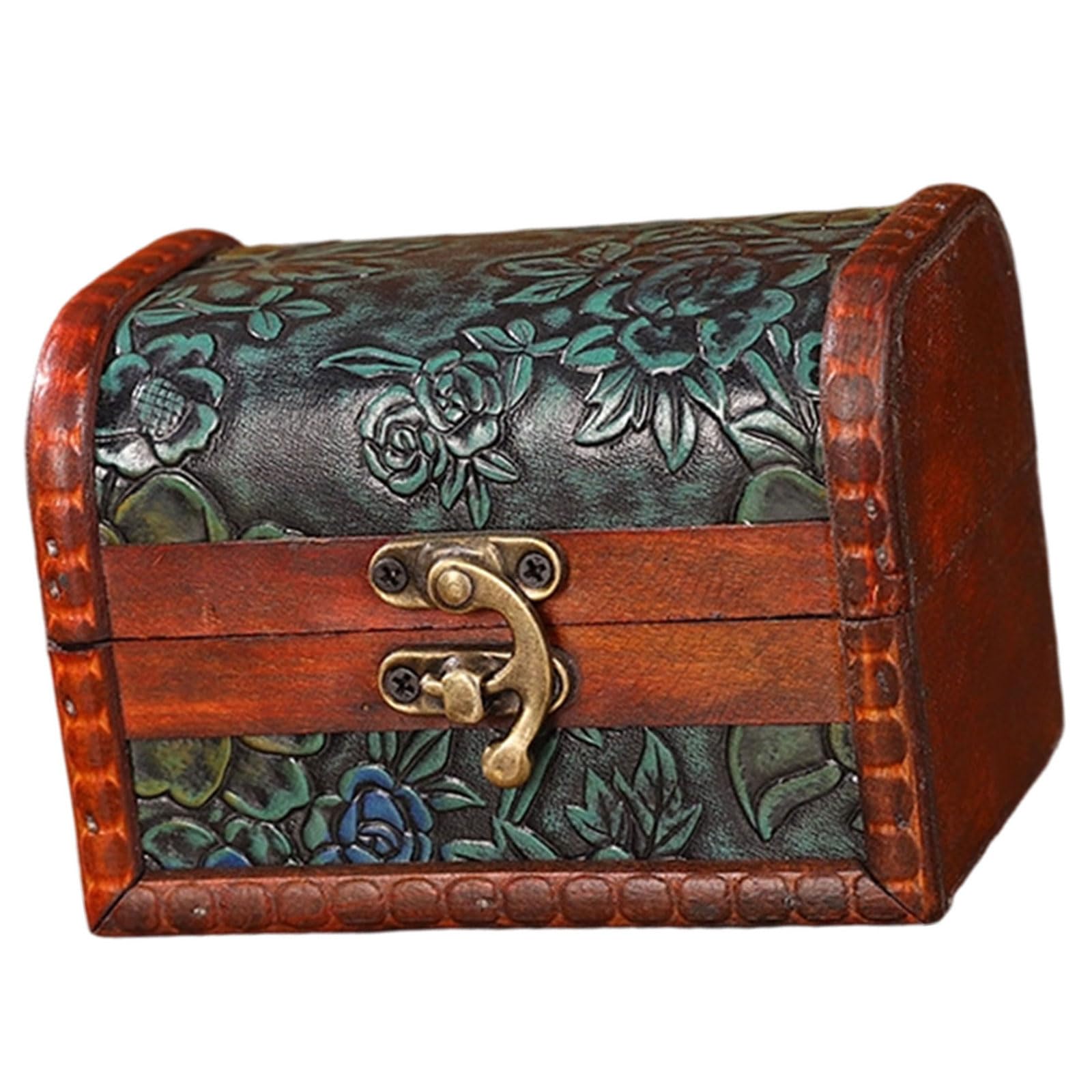 uikios Wood Jewelry Chest with Metal for Jewelry Storage and Rustics Home Decoration Accent Handcraft Wood Case