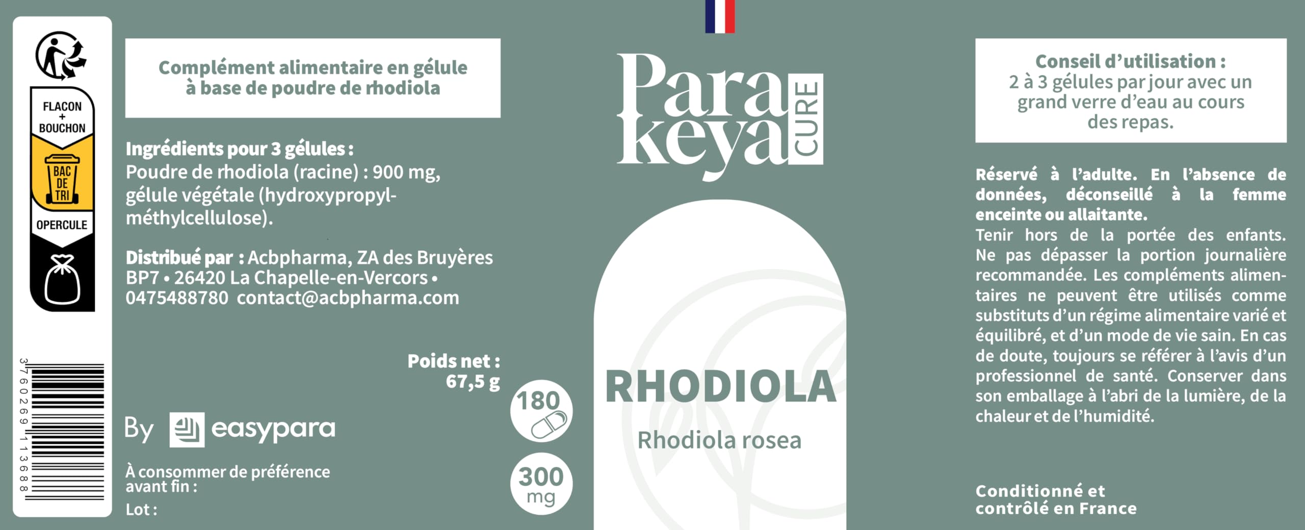 Rhodiola 300 mg - 180 gélules - Complément alimentaire