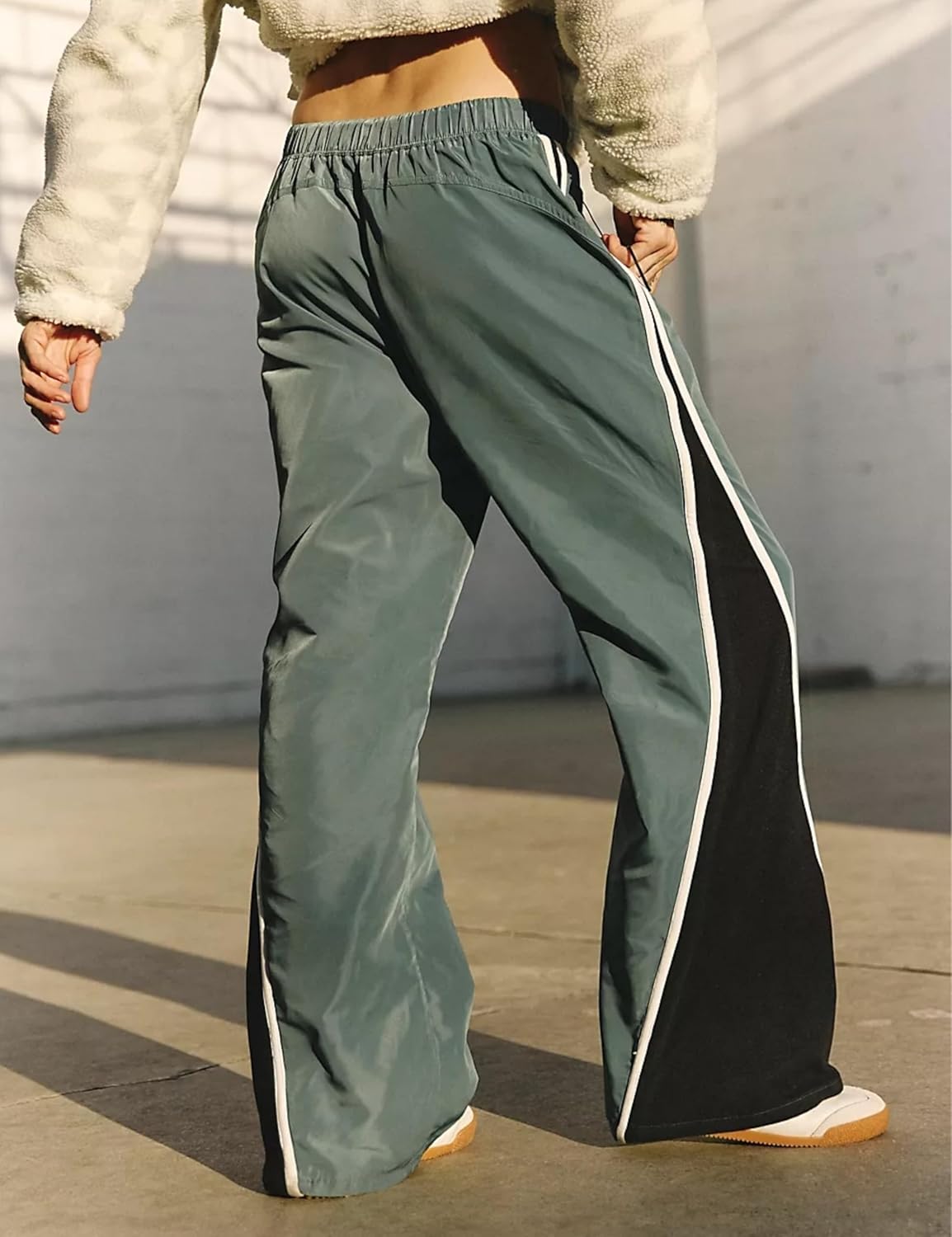 Women's Parachute Pants Y2K Elastic Drawstring Baggy Track Pants Jogger Sweatpants - Image 3
