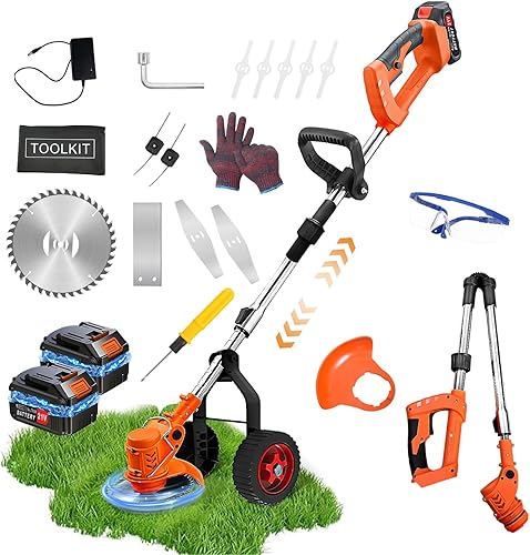 Electric Weed Eater Battery Powered Cordless Weed Wacker with 2 Pcs 21V Batterie