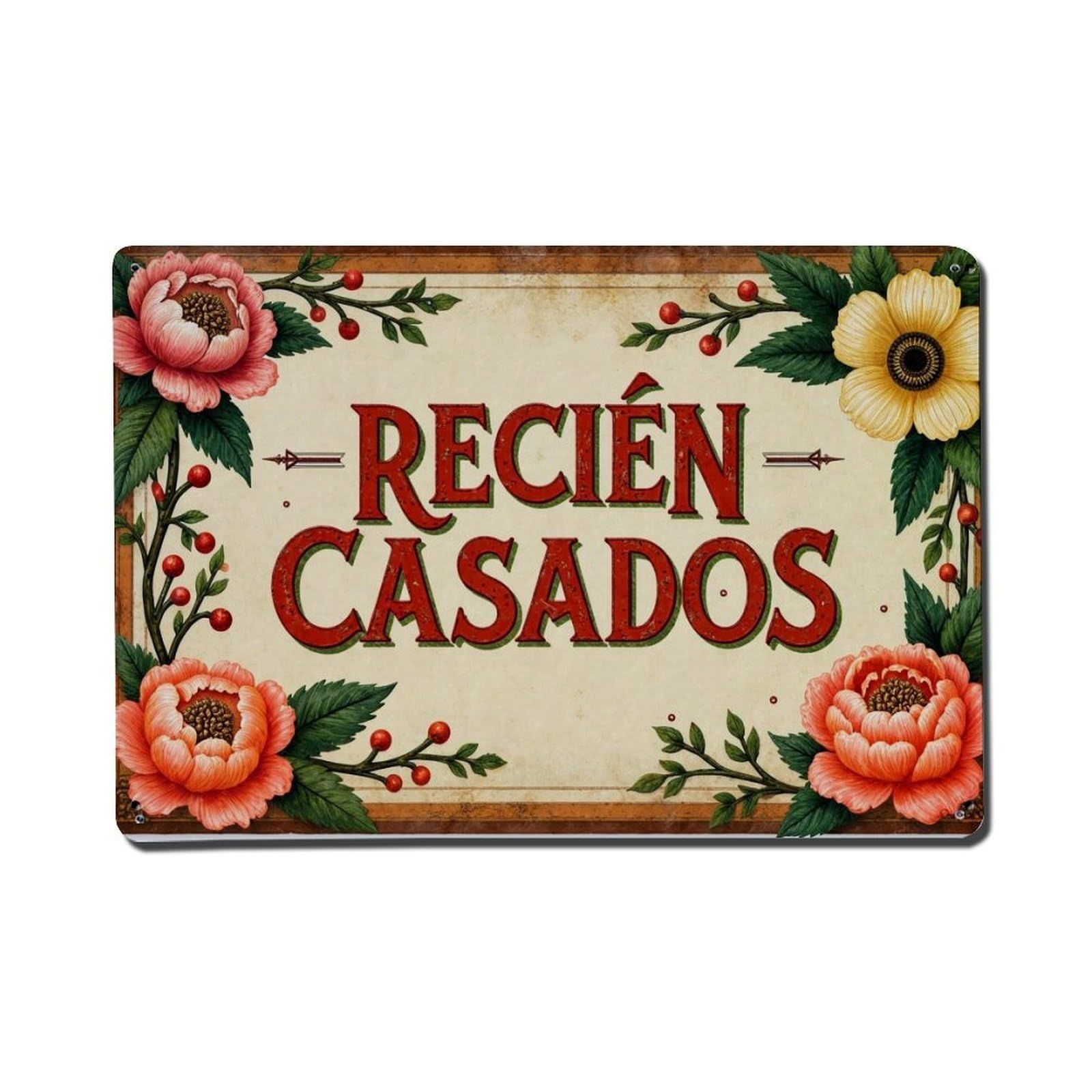 Floral Wedding Sign Art Vintage Tin Sign Retro Metal Wall Decor Metal Poster, Home Bar Garage Farmhouse Cafe Wall Art Decoration 8x12Inches
