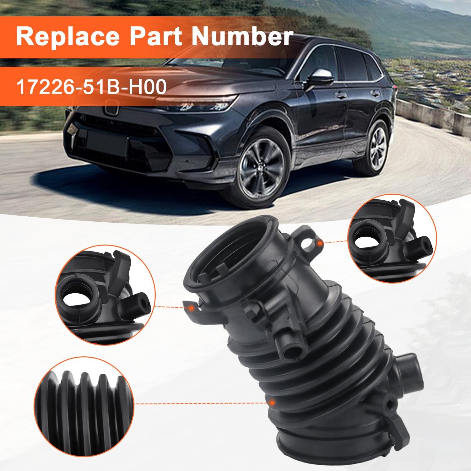 Engine Air Intake Tube Fit for Honda HRV 2016-2022, Replaces 17226-51B-H00 1722651BH00