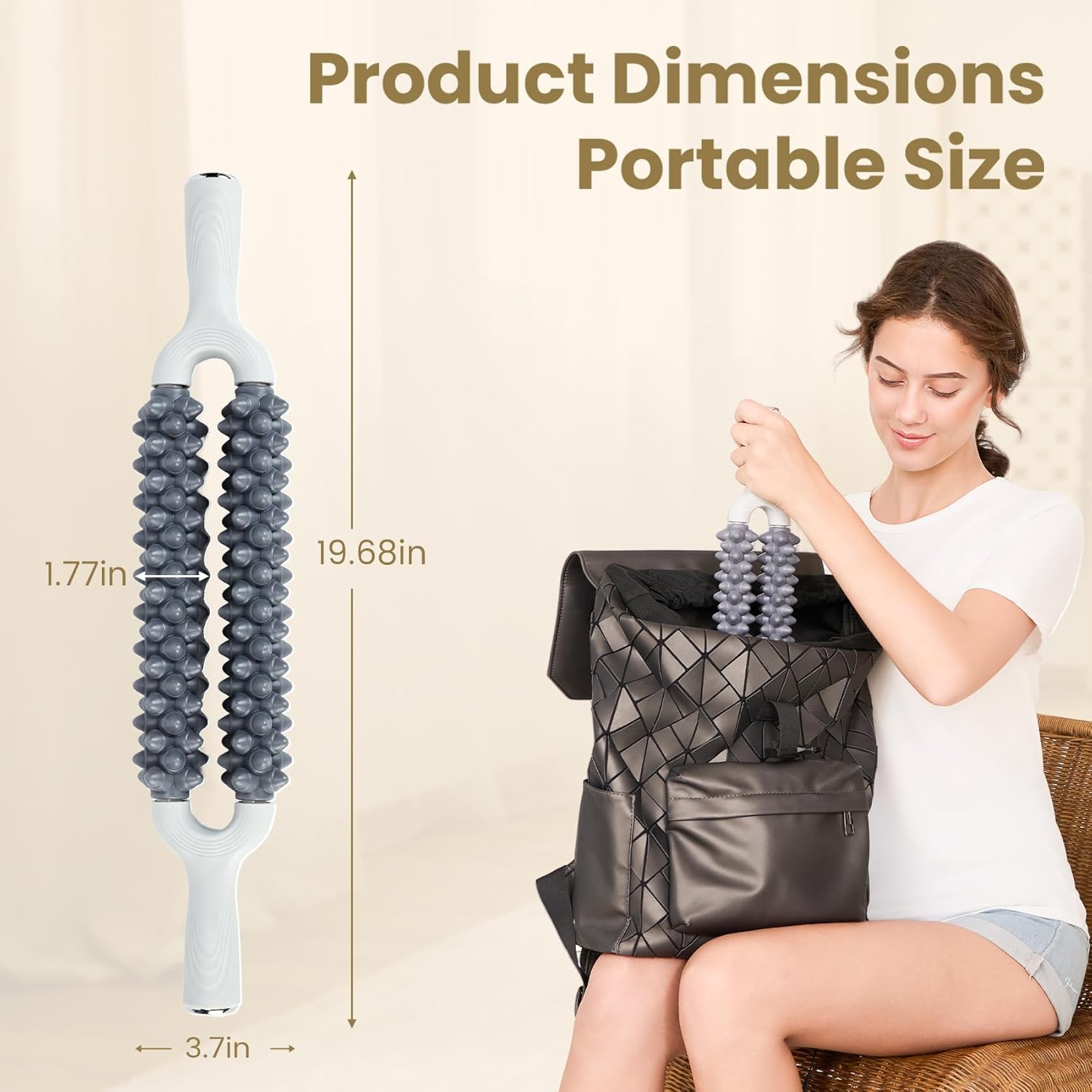 Double Row Muscle Roller Stick, One-Piece Rolling Design for Large Muscle Groups, Manual Muscle Massage Tool for Athletes & Runners, Portable Recovery Roller – Practical Fitness Gift. - Image 8