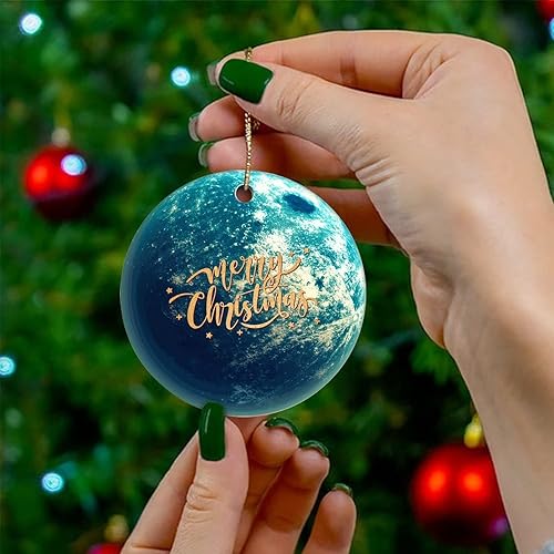 Miniatura 4 de Two-Side Printed Universe and Planets Ceramic Christmas Ornament, Novelty for Family Friends Kids, Astronomy Fans Christmas Keepsake Pendants