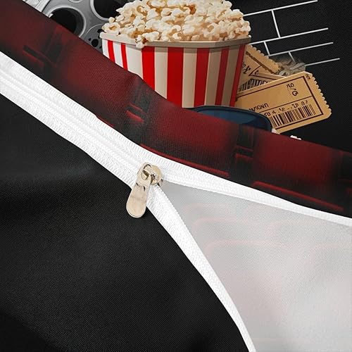 Miniatura 6 de Juego de ropa de cama con temática de película, estilo cine, funda de edredón vintage con entradas de cine, regalos para niños y niñas, tira de