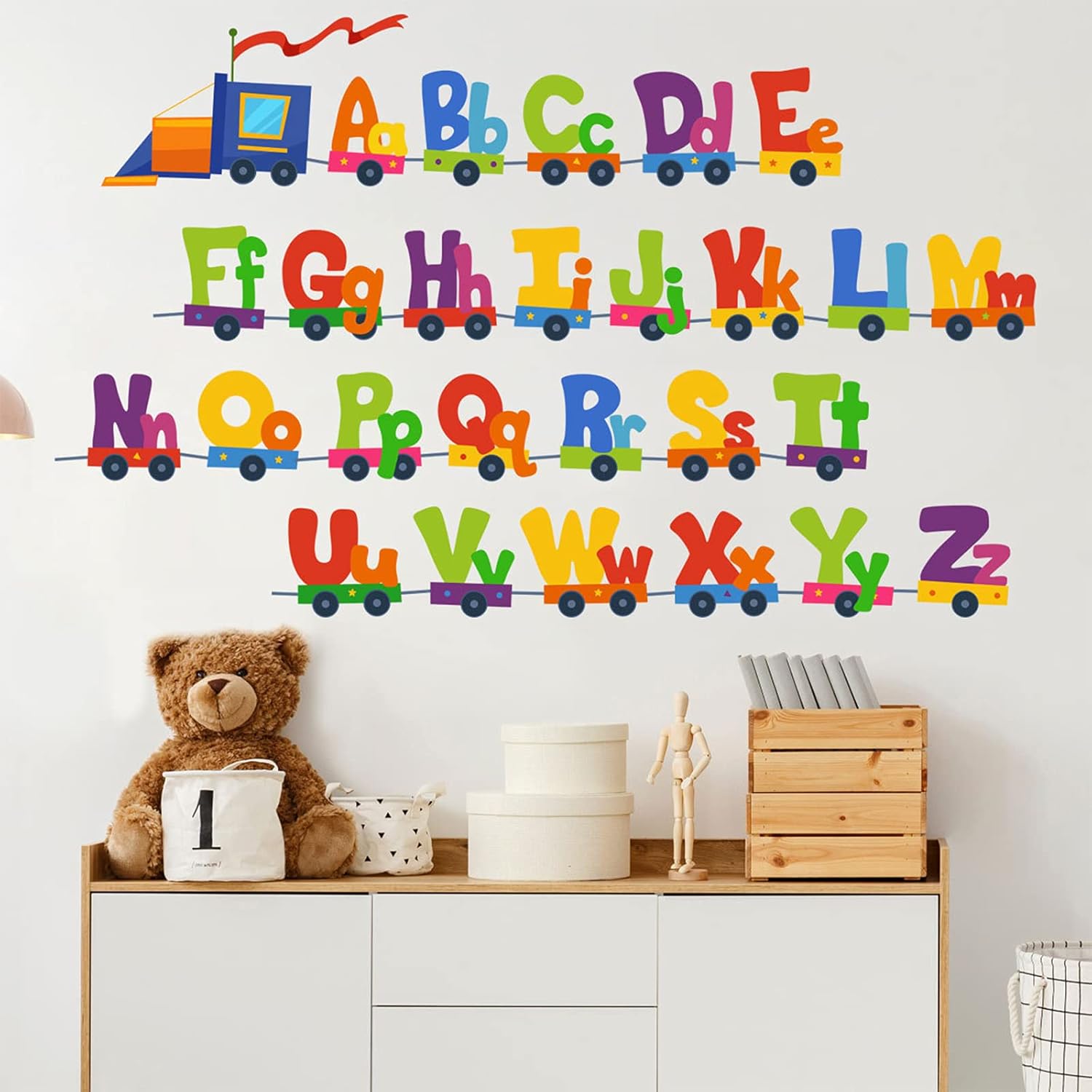 Colorful 26 Alphabet ABC Wall Decals, Creative Letters Sitting on The