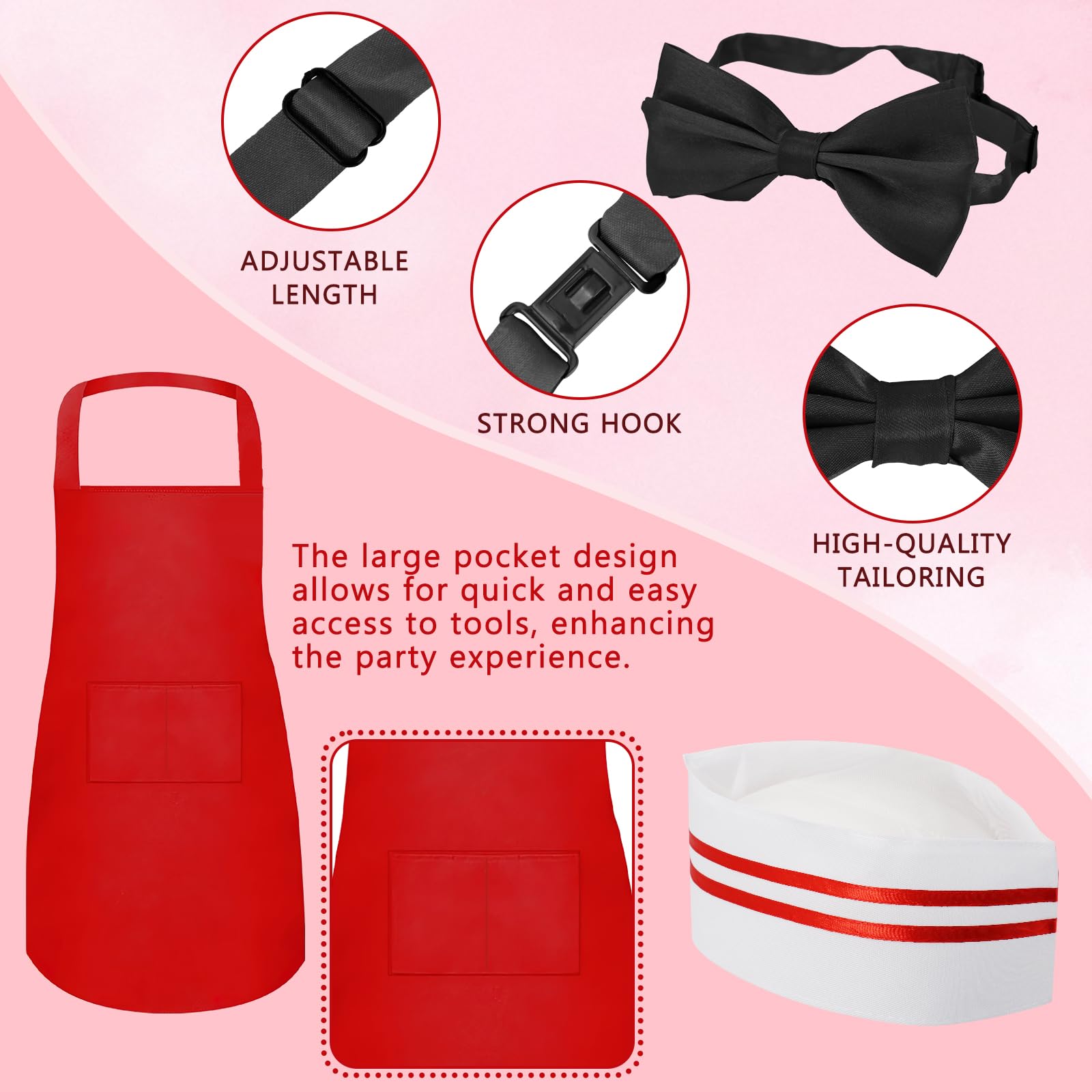 Confezione da 9 costumi da cameriere per hot dog, per Halloween, carnevale, popcorn, film, soda, grembiule da circo