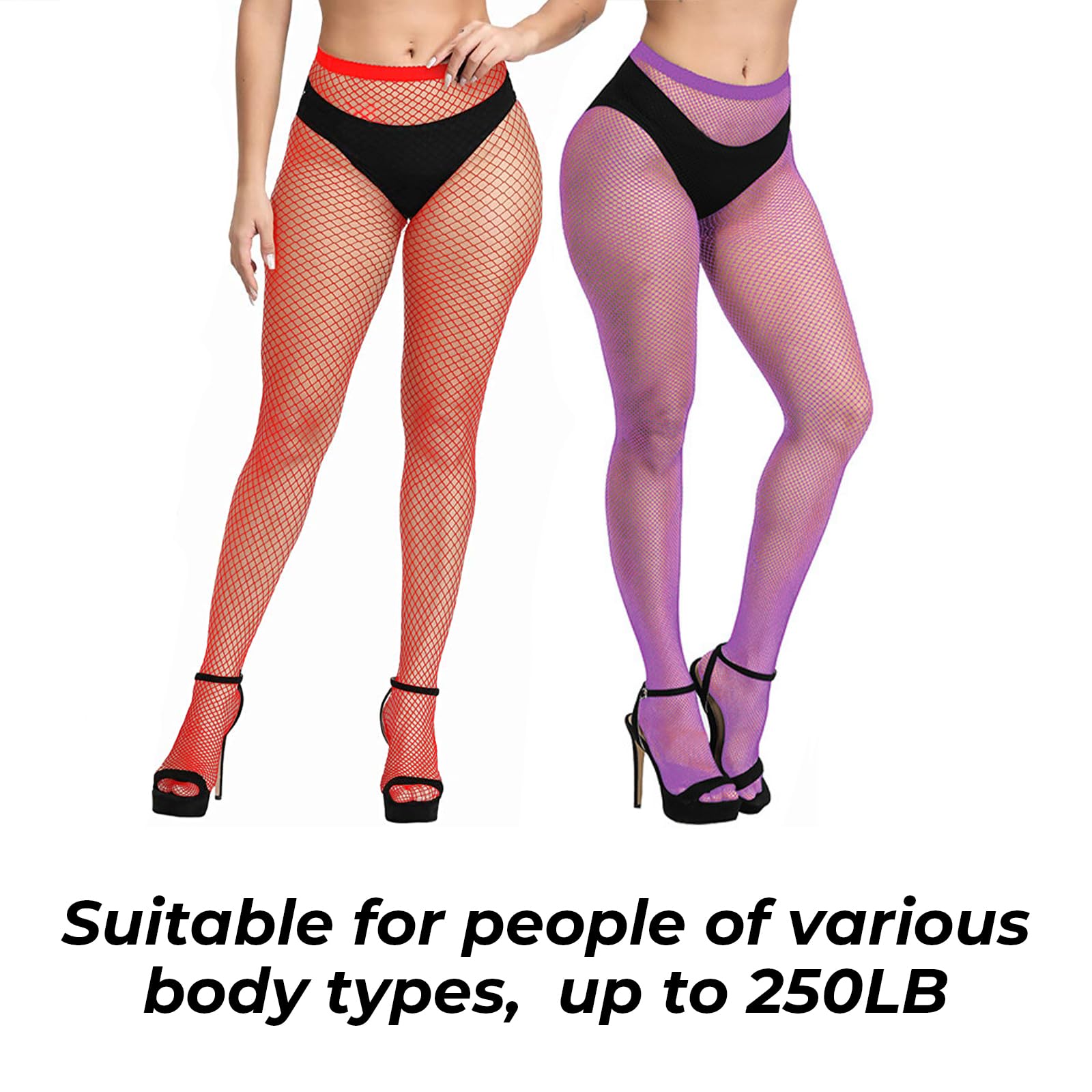 Buauty Black Fishnet Stockings For Women, Thigh Hight Fishnet Tights, Ladies Fish Net Tights Plus Size One Size Fit All