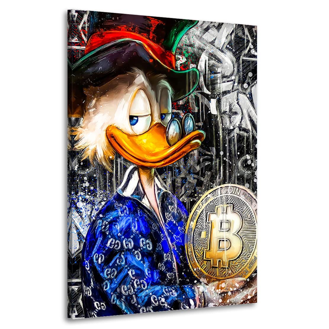 Kunstgestalten24 Leinwandbild Dagobert Bitcoin Wandbild Kunstdruck Raum- u. Wanddekoration Übergrößen