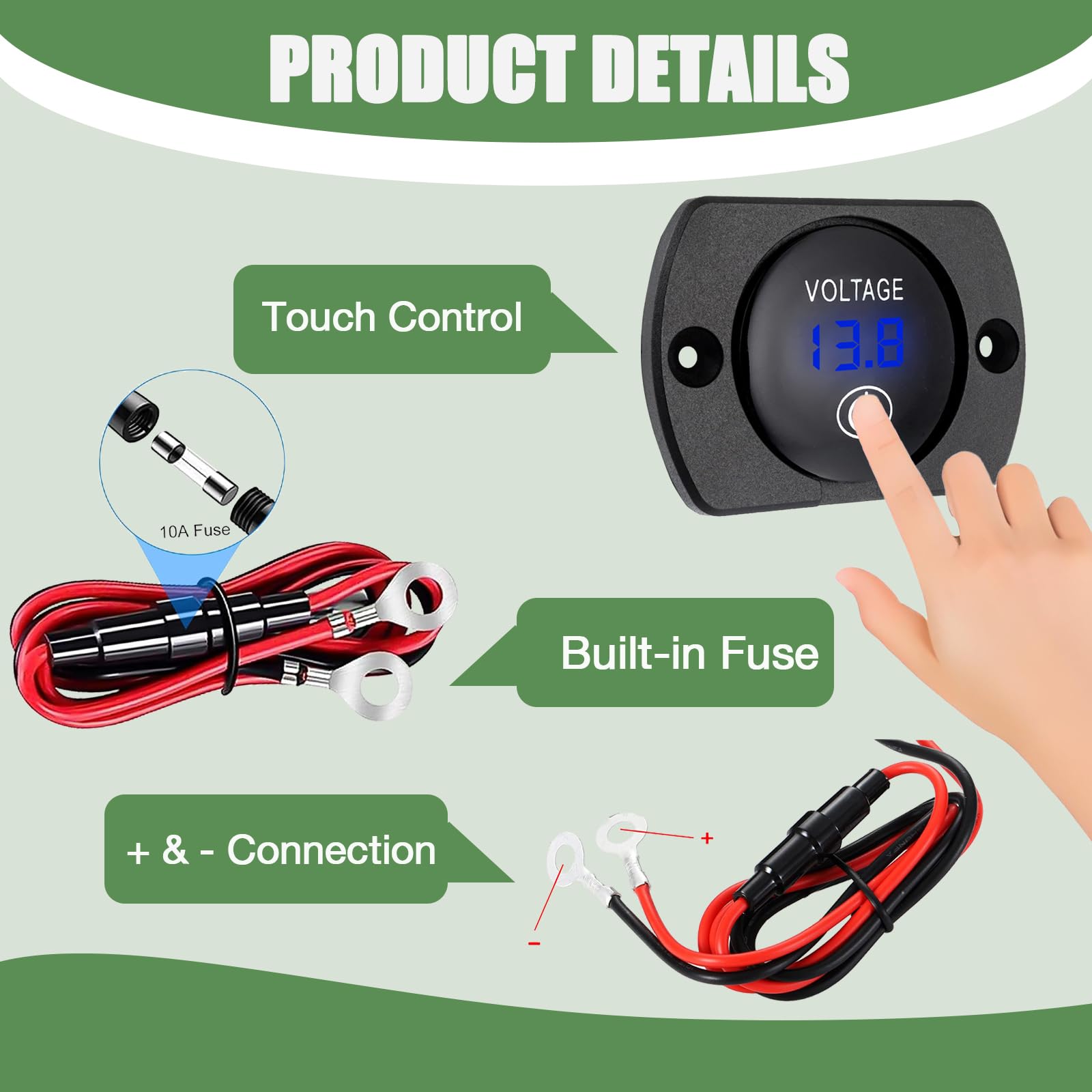 Battery Led Digital Panel Waterproof Voltmeter For... U2013 Grandado