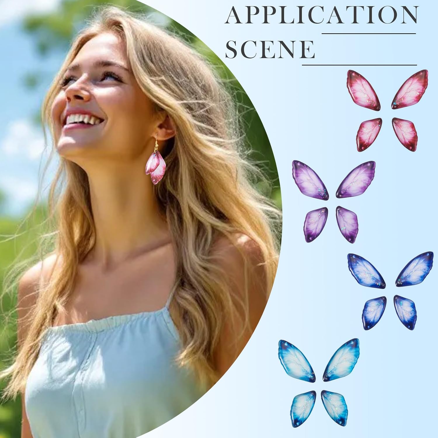 16 Pcs Resin Butterfly Wing Charms Cute Fairy Wing Charms DIY Insect Dragonfly Wings Pendants Earrings Making Kit with 20 Pcs Jump Rings Earring Hooks for Women Jewelry Making - Image 4