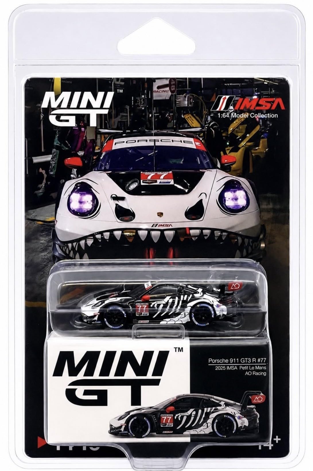 Diecast Compatible with Mini GT Skeleton Rexy 911 GT3 R #77 AO Racing 2025 IMSA Petit Le Mans