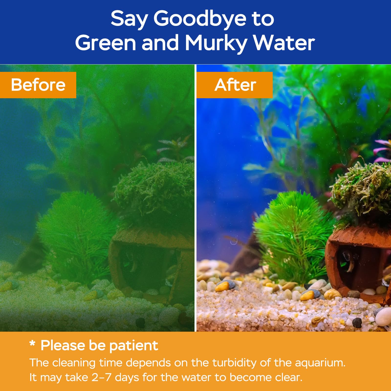 Devopet Aquarium U-V Filter for 40-70 Gallon Tank, Fish Tank Filter with Aeration & Dual Water Outlet, Green Water Filter with Timer, Internal Turtle Tank Filter