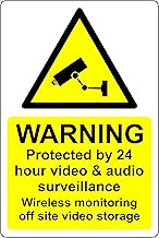 Warning protected by 24 hour video and audio surveillance wireless monitoring off site video storage sign - 1mm Plastic sign (200mm x 150mm)