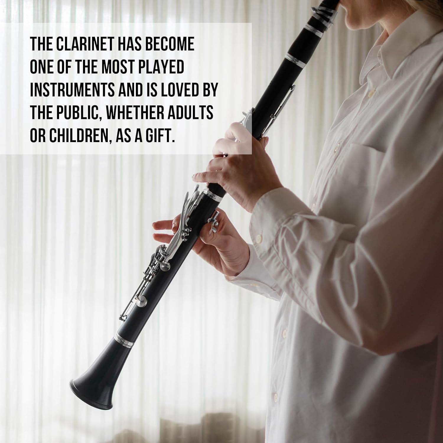 Clarinette Sib, Clarinet 17 Clés en Nickel pour Débutants, Clarinette si Bémol Professionnel ABS avec Étui Rigide, Chiffon de Nettoyage, Gants, Tournevis, Noir