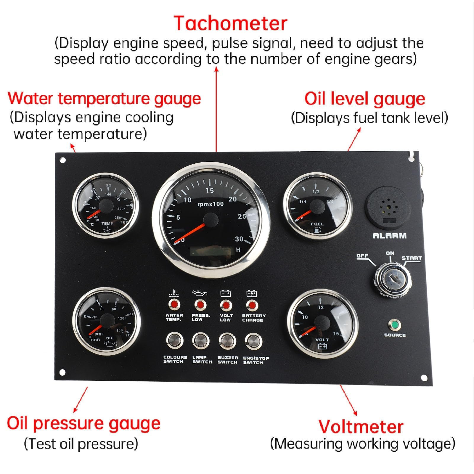 Irfora Boat Gauge Set Instrument Panel with 7 Colors