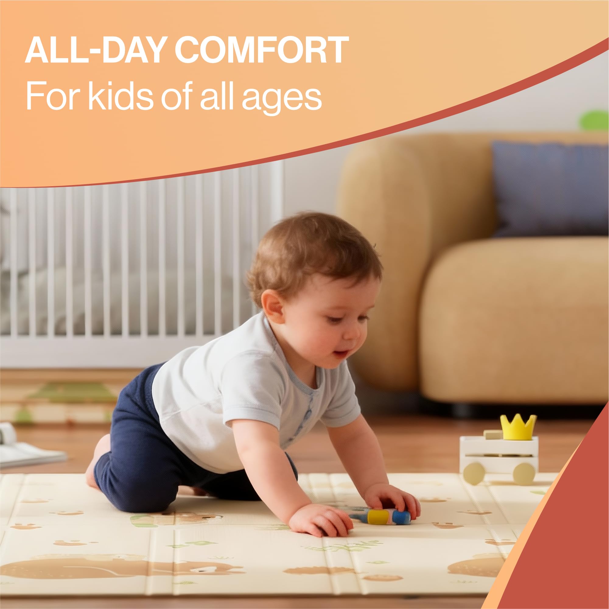 Baby Play Mat, Large Reversible & Foldable Waterproof Foam Playmat 120x120cm, Double-Sided Non-Slip Toddler Floor Mat for Crawling, Tummy Time, Nursery, Portable Floor Mat — view 2