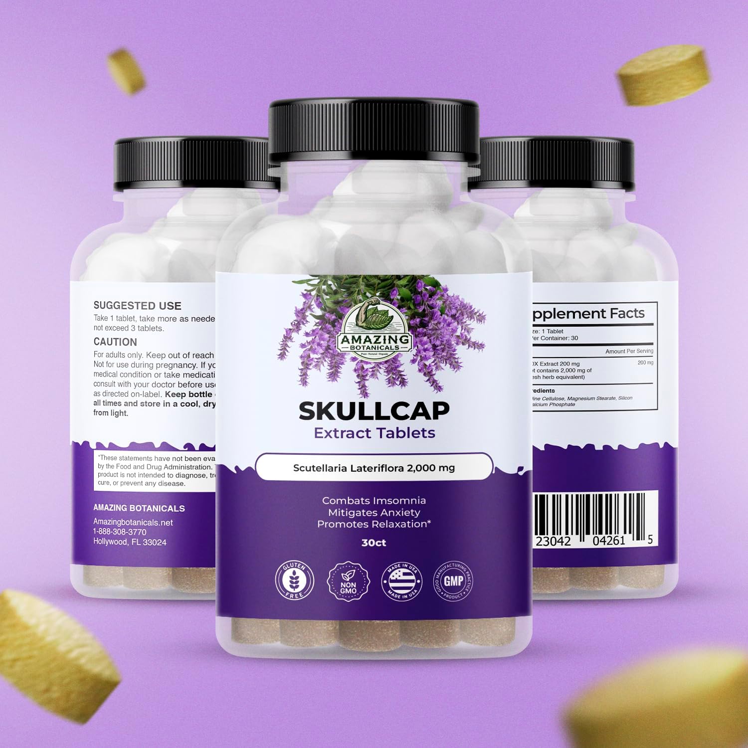 Amazing Botanicals Skullcap 10X Extract Tablets 2,000 mg - High Potency Herbal Supplement for Relaxation and Wellness - 30 Tablets - Image 3