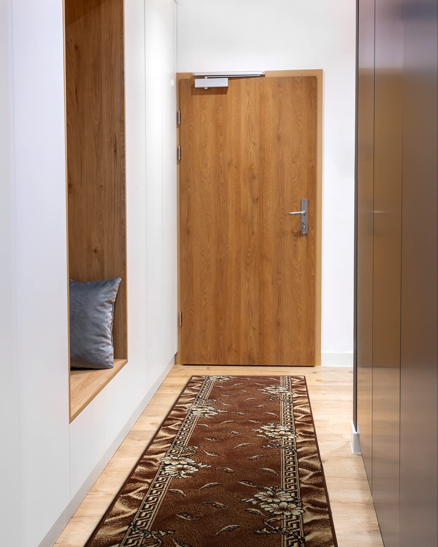 Tapis de couloir solide BCF Trio marron anti-salissure pour cuisine