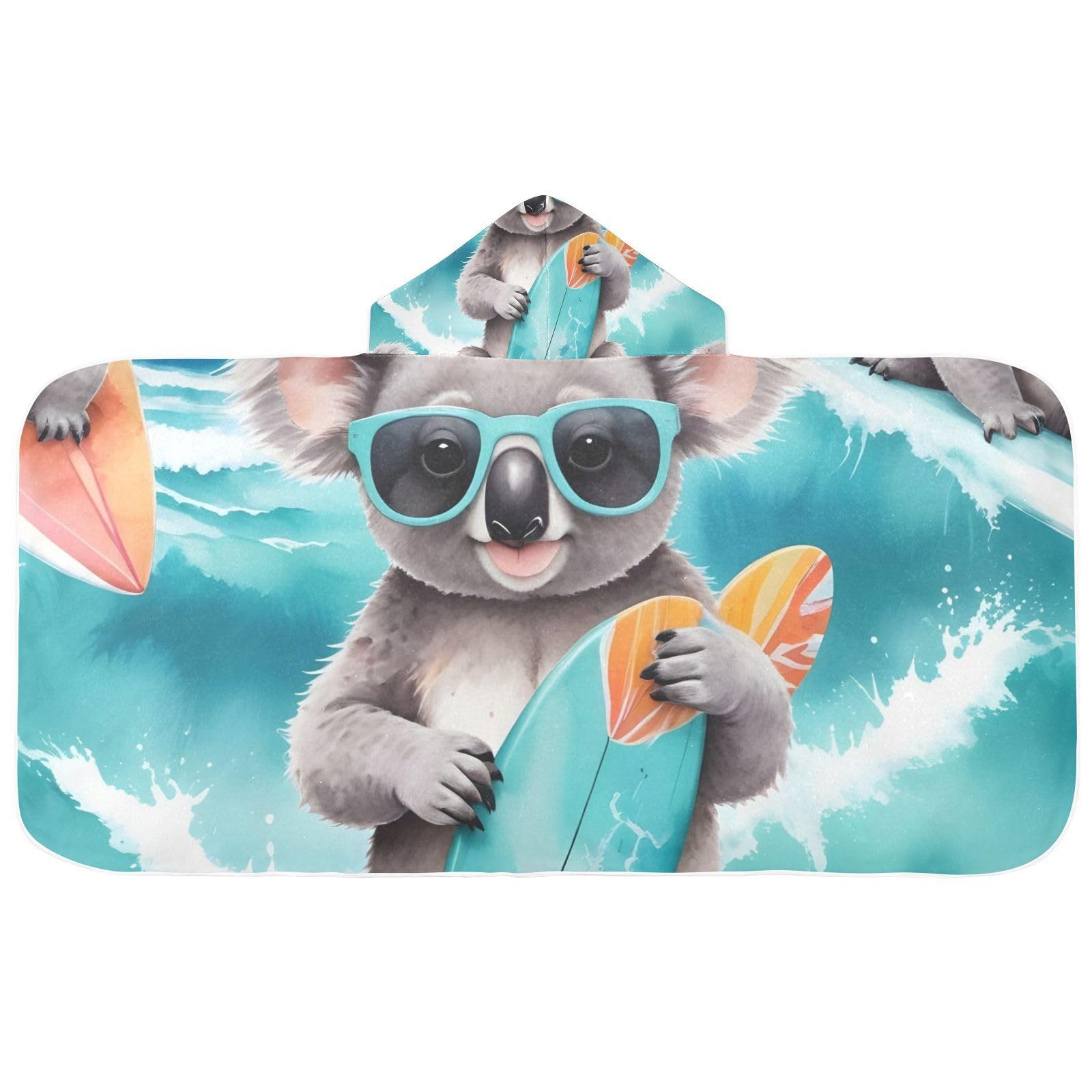 Hooded Towel Koala Swimming Soft Cotton Hooded Towel Wearable/Bath/Towel Wrap- Ideal for Pool, Swim and Beach Features, 50